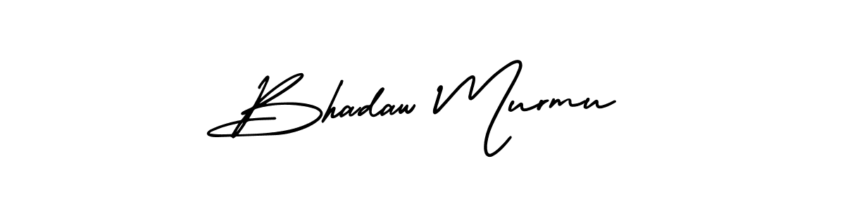You should practise on your own different ways (AmerikaSignatureDemo-Regular) to write your name (Bhadaw Murmu) in signature. don't let someone else do it for you. Bhadaw Murmu signature style 3 images and pictures png