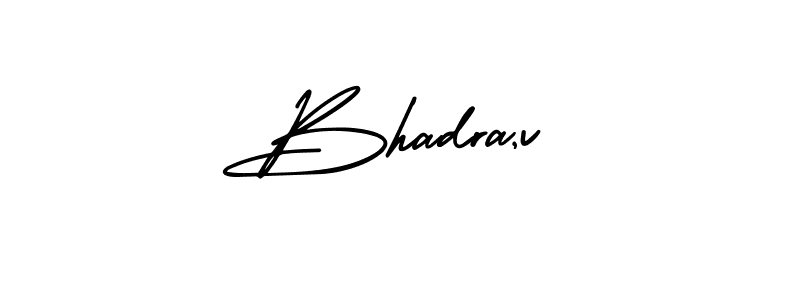 The best way (AmerikaSignatureDemo-Regular) to make a short signature is to pick only two or three words in your name. The name Bhadra,v include a total of six letters. For converting this name. Bhadra,v signature style 3 images and pictures png