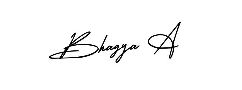 You should practise on your own different ways (AmerikaSignatureDemo-Regular) to write your name (Bhagya A) in signature. don't let someone else do it for you. Bhagya A signature style 3 images and pictures png