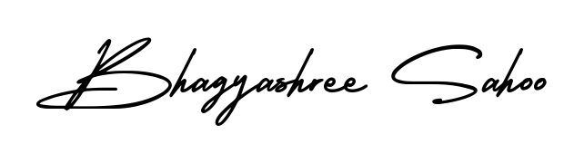 The AmerikaSignatureDemo-Regular typeface gives name Bhagyashree Sahoo a refined look. Suitable for certificates, diplomas, and official verification. Bhagyashree Sahoo signature style 3 images and pictures png