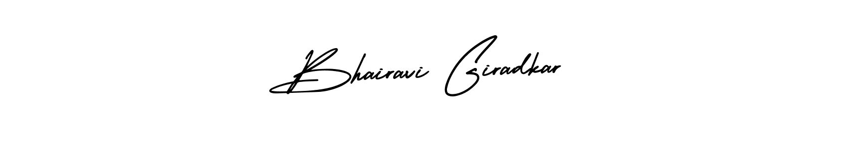 The best way (AmerikaSignatureDemo-Regular) to make a short signature is to pick only two or three words in your name. The name Bhairavi Giradkar include a total of six letters. For converting this name. Bhairavi Giradkar signature style 3 images and pictures png