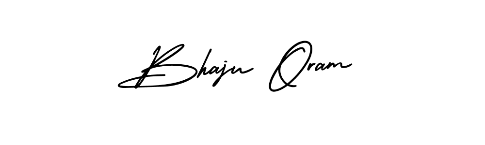 You should practise on your own different ways (AmerikaSignatureDemo-Regular) to write your name (Bhaju Oram) in signature. don't let someone else do it for you. Bhaju Oram signature style 3 images and pictures png