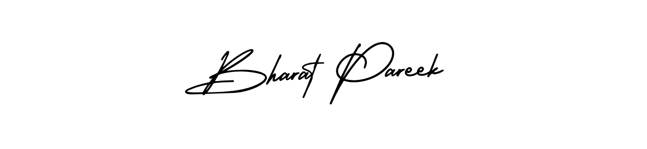You should practise on your own different ways (AmerikaSignatureDemo-Regular) to write your name (Bharat Pareek) in signature. don't let someone else do it for you. Bharat Pareek signature style 3 images and pictures png