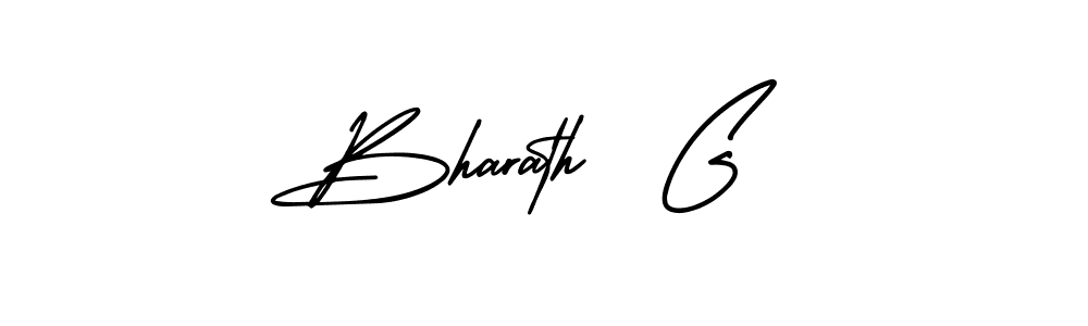 You should practise on your own different ways (AmerikaSignatureDemo-Regular) to write your name (Bharath  G) in signature. don't let someone else do it for you. Bharath  G signature style 3 images and pictures png