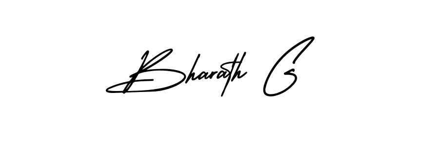 You should practise on your own different ways (AmerikaSignatureDemo-Regular) to write your name (Bharath G) in signature. don't let someone else do it for you. Bharath G signature style 3 images and pictures png