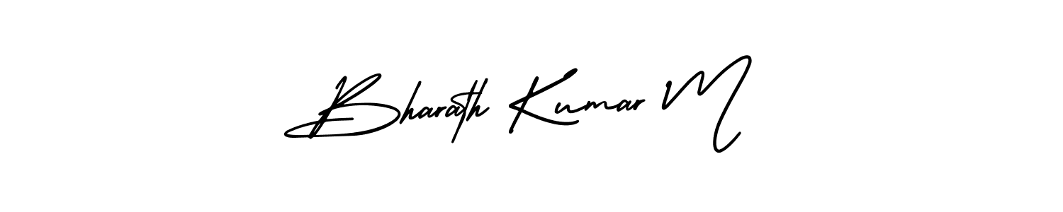 You should practise on your own different ways (AmerikaSignatureDemo-Regular) to write your name (Bharath Kumar M) in signature. don't let someone else do it for you. Bharath Kumar M signature style 3 images and pictures png