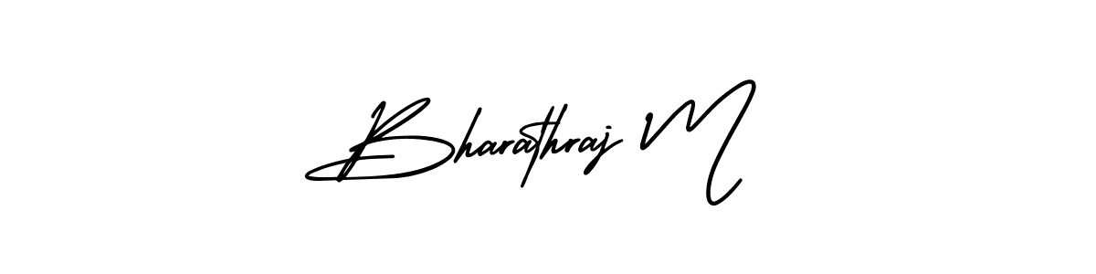 You should practise on your own different ways (AmerikaSignatureDemo-Regular) to write your name (Bharathraj M) in signature. don't let someone else do it for you. Bharathraj M signature style 3 images and pictures png