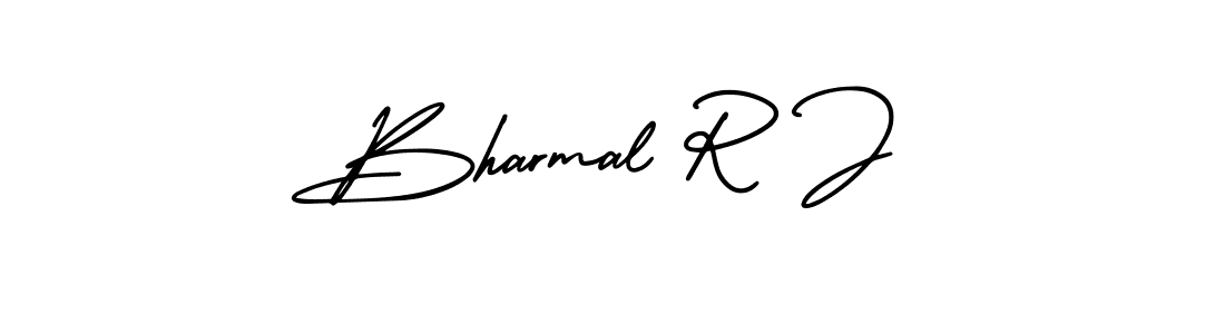 This is the best signature style for the Bharmal R J name. Also you like these signature font (AmerikaSignatureDemo-Regular). Mix name signature. Bharmal R J signature style 3 images and pictures png