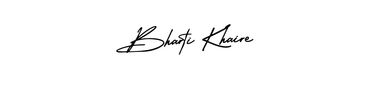 You should practise on your own different ways (AmerikaSignatureDemo-Regular) to write your name (Bharti Khaire) in signature. don't let someone else do it for you. Bharti Khaire signature style 3 images and pictures png