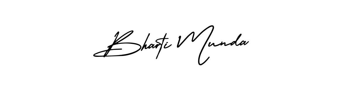 The best way (AmerikaSignatureDemo-Regular) to make a short signature is to pick only two or three words in your name. The name Bharti Munda include a total of six letters. For converting this name. Bharti Munda signature style 3 images and pictures png