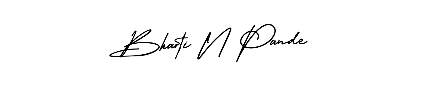 AmerikaSignatureDemo-Regular is a professional signature style that is perfect for those who want to add a touch of class to their signature. It is also a great choice for those who want to make their signature more unique. Get Bharti N Pande name to fancy signature for free. Bharti N Pande signature style 3 images and pictures png