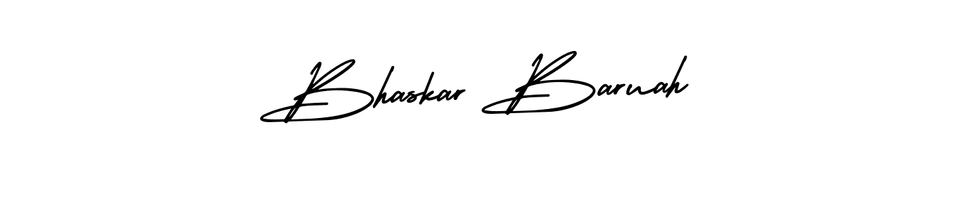 The best way (AmerikaSignatureDemo-Regular) to make a short signature is to pick only two or three words in your name. The name Bhaskar Baruah include a total of six letters. For converting this name. Bhaskar Baruah signature style 3 images and pictures png