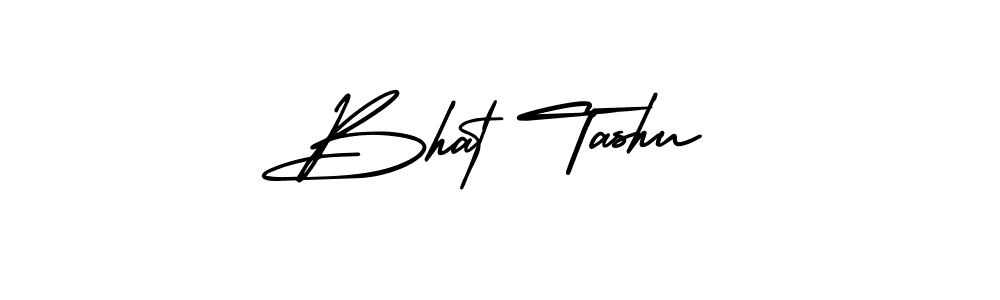 The best way (AmerikaSignatureDemo-Regular) to make a short signature is to pick only two or three words in your name. The name Bhat Tashu include a total of six letters. For converting this name. Bhat Tashu signature style 3 images and pictures png