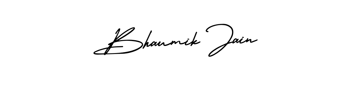 You should practise on your own different ways (AmerikaSignatureDemo-Regular) to write your name (Bhaumik Jain) in signature. don't let someone else do it for you. Bhaumik Jain signature style 3 images and pictures png