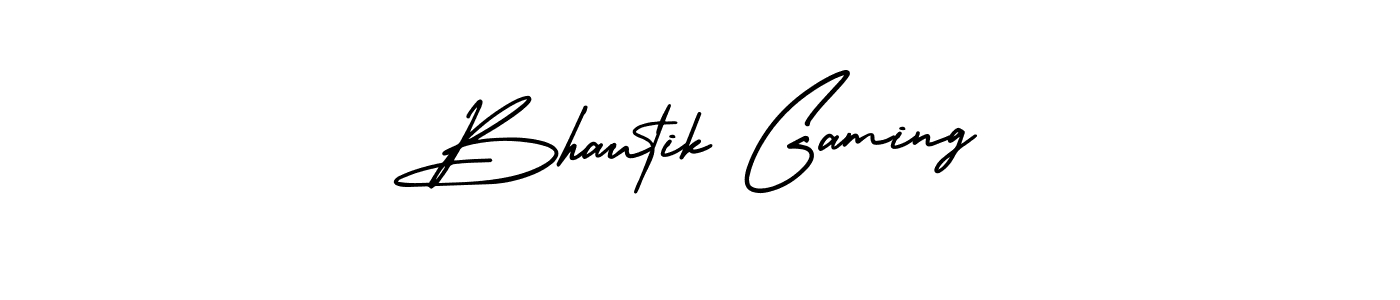 How to make Bhautik Gaming name signature. Use AmerikaSignatureDemo-Regular style for creating short signs online. This is the latest handwritten sign. Bhautik Gaming signature style 3 images and pictures png