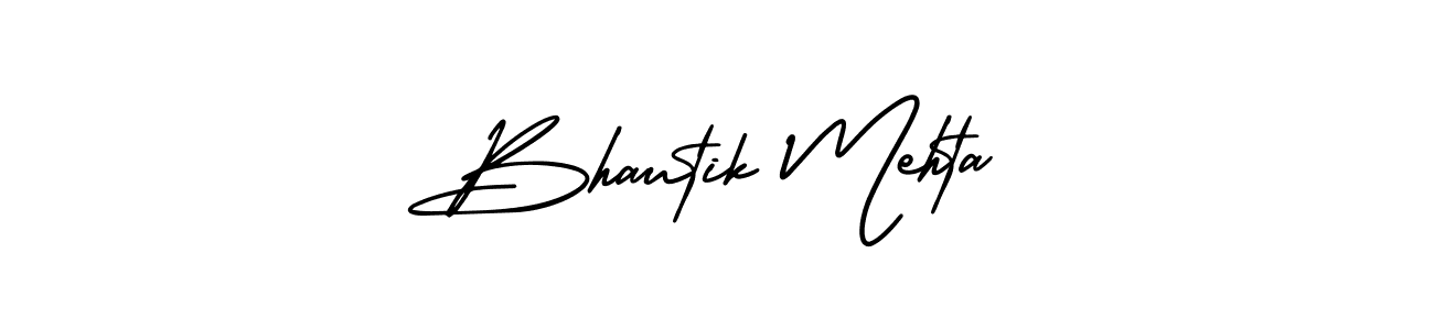 The best way (AmerikaSignatureDemo-Regular) to make a short signature is to pick only two or three words in your name. The name Bhautik Mehta include a total of six letters. For converting this name. Bhautik Mehta signature style 3 images and pictures png