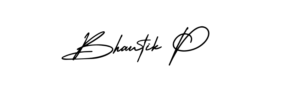 How to make Bhautik P name signature. Use AmerikaSignatureDemo-Regular style for creating short signs online. This is the latest handwritten sign. Bhautik P signature style 3 images and pictures png