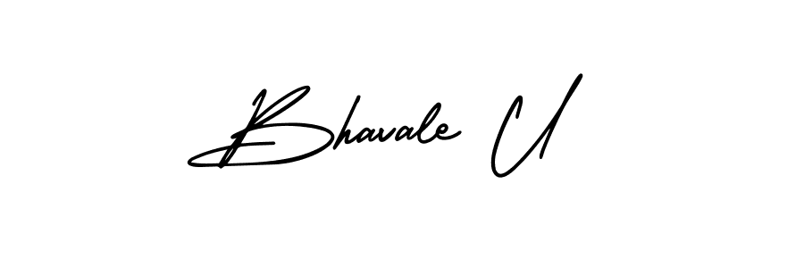 You should practise on your own different ways (AmerikaSignatureDemo-Regular) to write your name (Bhavale U) in signature. don't let someone else do it for you. Bhavale U signature style 3 images and pictures png