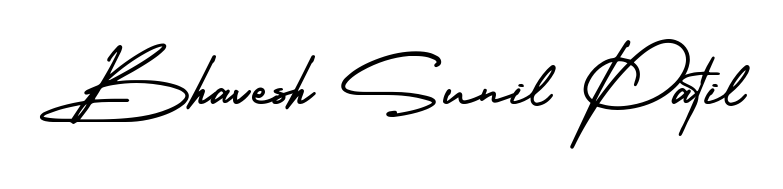 The AmerikaSignatureDemo-Regular font transforms the name Bhavesh Sunil Patil into an executive sign with sharp precision and distinguished character. Bhavesh Sunil Patil signature style 3 images and pictures png