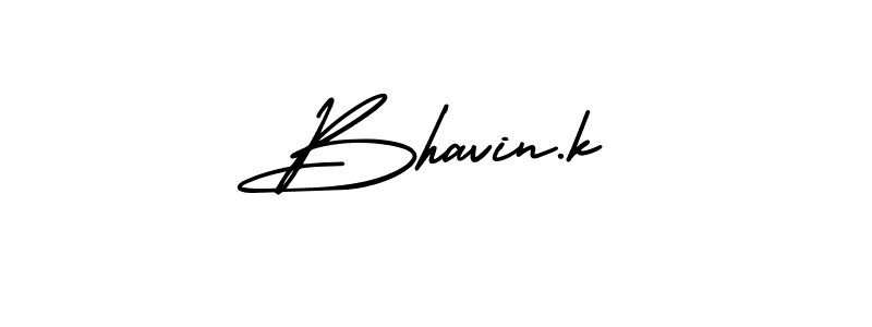 The best way (AmerikaSignatureDemo-Regular) to make a short signature is to pick only two or three words in your name. The name Bhavin.k include a total of six letters. For converting this name. Bhavin.k signature style 3 images and pictures png