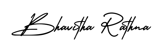 Looking for an artistic signature for Bhavitha Rathna? The AmerikaSignatureDemo-Regular calligraphy style gives a sophisticated flow suitable for business cards and emails. Bhavitha Rathna signature style 3 images and pictures png