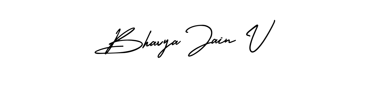 This is the best signature style for the Bhavya Jain V name. Also you like these signature font (AmerikaSignatureDemo-Regular). Mix name signature. Bhavya Jain V signature style 3 images and pictures png