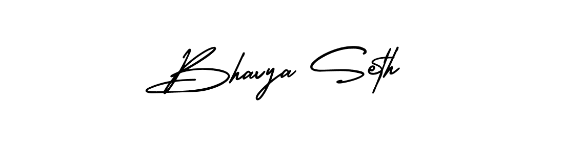 You should practise on your own different ways (AmerikaSignatureDemo-Regular) to write your name (Bhavya Seth) in signature. don't let someone else do it for you. Bhavya Seth signature style 3 images and pictures png