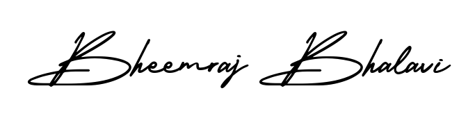 The AmerikaSignatureDemo-Regular font gives name Bheemraj Bhalavi a signature that looks effortless yet distinguished. Download high-res PNG instantly. Bheemraj Bhalavi signature style 3 images and pictures png