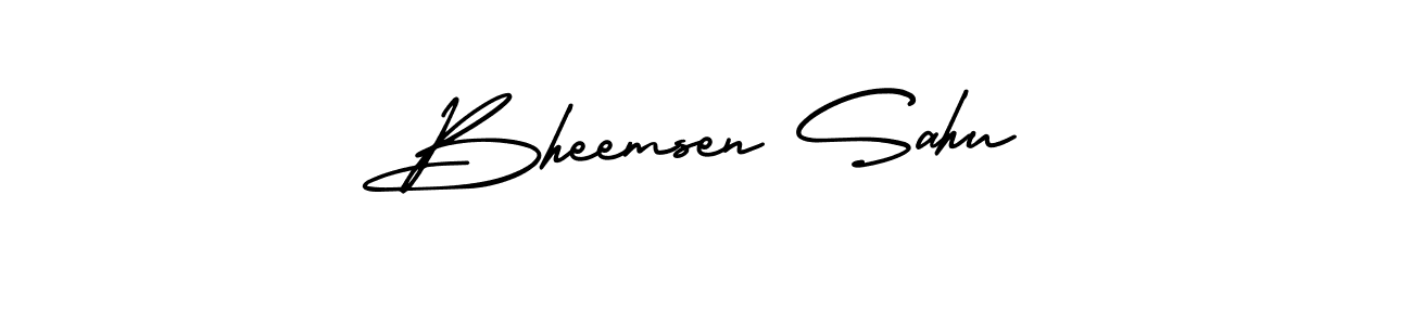 The best way (AmerikaSignatureDemo-Regular) to make a short signature is to pick only two or three words in your name. The name Bheemsen Sahu include a total of six letters. For converting this name. Bheemsen Sahu signature style 3 images and pictures png