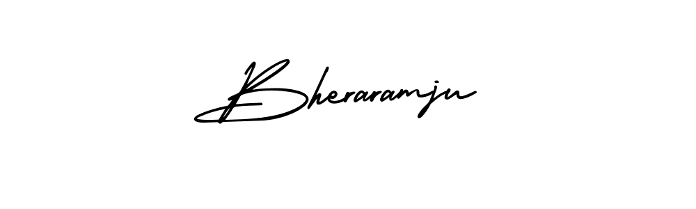 You should practise on your own different ways (AmerikaSignatureDemo-Regular) to write your name (Bheraramju) in signature. don't let someone else do it for you. Bheraramju signature style 3 images and pictures png