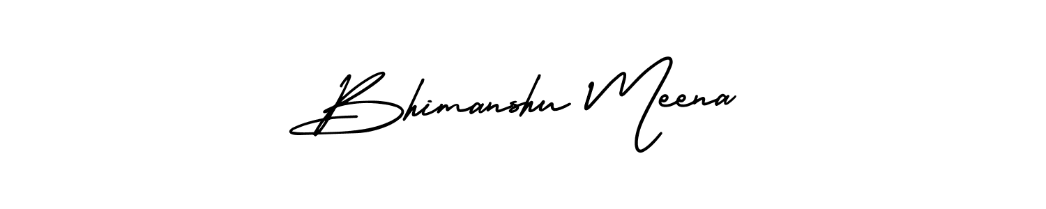 The best way (AmerikaSignatureDemo-Regular) to make a short signature is to pick only two or three words in your name. The name Bhimanshu Meena include a total of six letters. For converting this name. Bhimanshu Meena signature style 3 images and pictures png