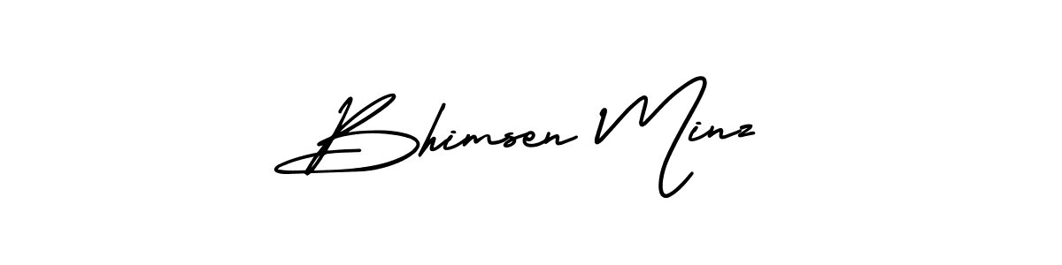 You should practise on your own different ways (AmerikaSignatureDemo-Regular) to write your name (Bhimsen Minz) in signature. don't let someone else do it for you. Bhimsen Minz signature style 3 images and pictures png