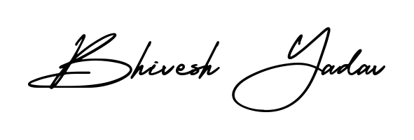 Practice writing Bhivesh Yadav with the flow of AmerikaSignatureDemo-Regular lettering. A fantastic source of inspiration for developing your personal signature style. Bhivesh Yadav signature style 3 images and pictures png