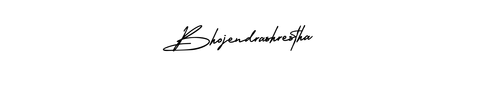 The best way (AmerikaSignatureDemo-Regular) to make a short signature is to pick only two or three words in your name. The name Bhojendrashrestha include a total of six letters. For converting this name. Bhojendrashrestha signature style 3 images and pictures png