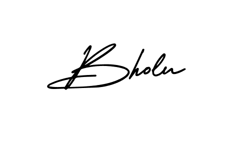 The best way (AmerikaSignatureDemo-Regular) to make a short signature is to pick only two or three words in your name. The name Bholu include a total of six letters. For converting this name. Bholu signature style 3 images and pictures png