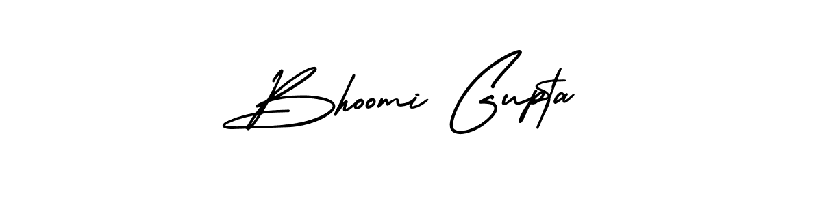 The best way (AmerikaSignatureDemo-Regular) to make a short signature is to pick only two or three words in your name. The name Bhoomi Gupta include a total of six letters. For converting this name. Bhoomi Gupta signature style 3 images and pictures png