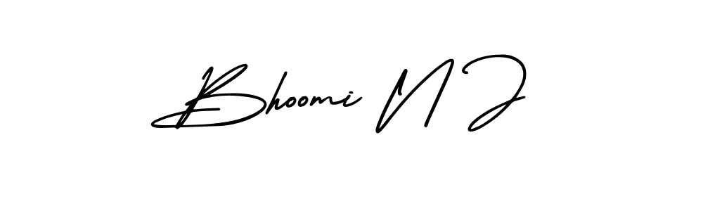 How to make Bhoomi N J name signature. Use AmerikaSignatureDemo-Regular style for creating short signs online. This is the latest handwritten sign. Bhoomi N J signature style 3 images and pictures png