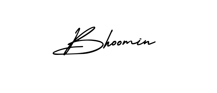 Bhoomin stylish signature style. Best Handwritten Sign (AmerikaSignatureDemo-Regular) for my name. Handwritten Signature Collection Ideas for my name Bhoomin. Bhoomin signature style 3 images and pictures png