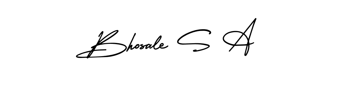 You should practise on your own different ways (AmerikaSignatureDemo-Regular) to write your name (Bhosale S A) in signature. don't let someone else do it for you. Bhosale S A signature style 3 images and pictures png