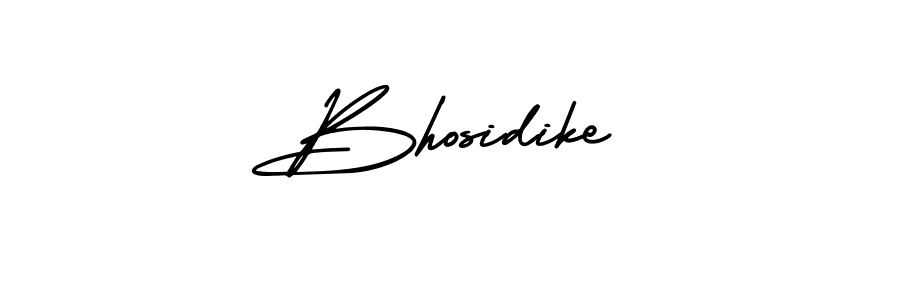 The best way (AmerikaSignatureDemo-Regular) to make a short signature is to pick only two or three words in your name. The name Bhosidike include a total of six letters. For converting this name. Bhosidike signature style 3 images and pictures png