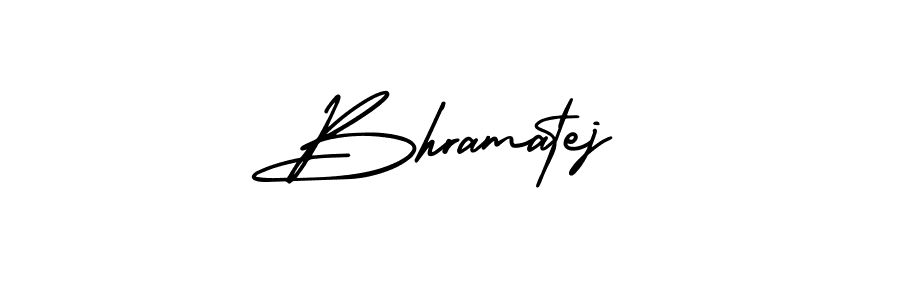 You should practise on your own different ways (AmerikaSignatureDemo-Regular) to write your name (Bhramatej) in signature. don't let someone else do it for you. Bhramatej signature style 3 images and pictures png