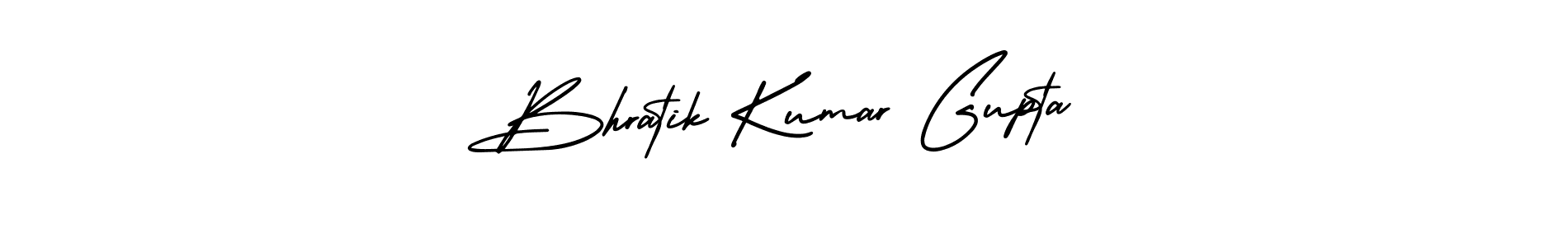 The best way (AmerikaSignatureDemo-Regular) to make a short signature is to pick only two or three words in your name. The name Bhratik Kumar Gupta include a total of six letters. For converting this name. Bhratik Kumar Gupta signature style 3 images and pictures png