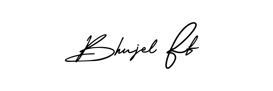 Similarly AmerikaSignatureDemo-Regular is the best handwritten signature design. Signature creator online .You can use it as an online autograph creator for name Bhujel Ff. Bhujel Ff signature style 3 images and pictures png