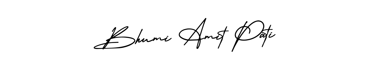 You should practise on your own different ways (AmerikaSignatureDemo-Regular) to write your name (Bhumi Amit Pati) in signature. don't let someone else do it for you. Bhumi Amit Pati signature style 3 images and pictures png