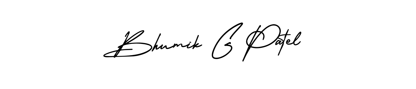 How to make Bhumik G Patel name signature. Use AmerikaSignatureDemo-Regular style for creating short signs online. This is the latest handwritten sign. Bhumik G Patel signature style 3 images and pictures png