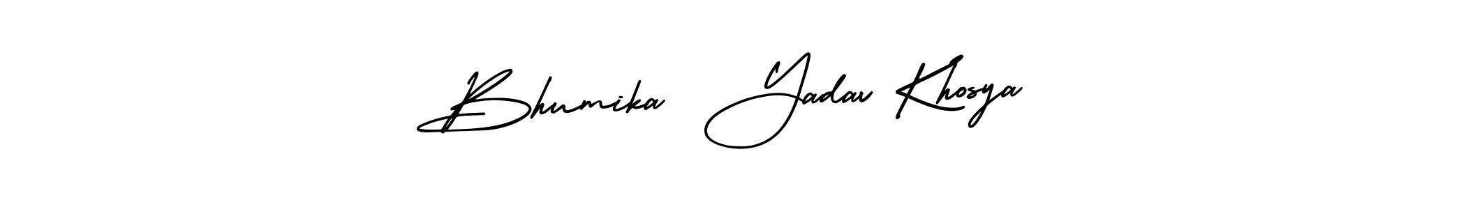 The best way (AmerikaSignatureDemo-Regular) to make a short signature is to pick only two or three words in your name. The name Bhumika  Yadav Khosya include a total of six letters. For converting this name. Bhumika  Yadav Khosya signature style 3 images and pictures png