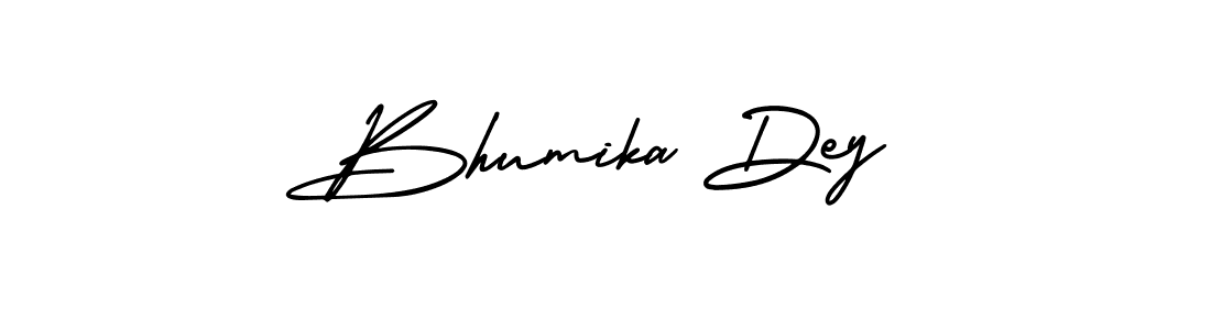 The best way (AmerikaSignatureDemo-Regular) to make a short signature is to pick only two or three words in your name. The name Bhumika Dey include a total of six letters. For converting this name. Bhumika Dey signature style 3 images and pictures png