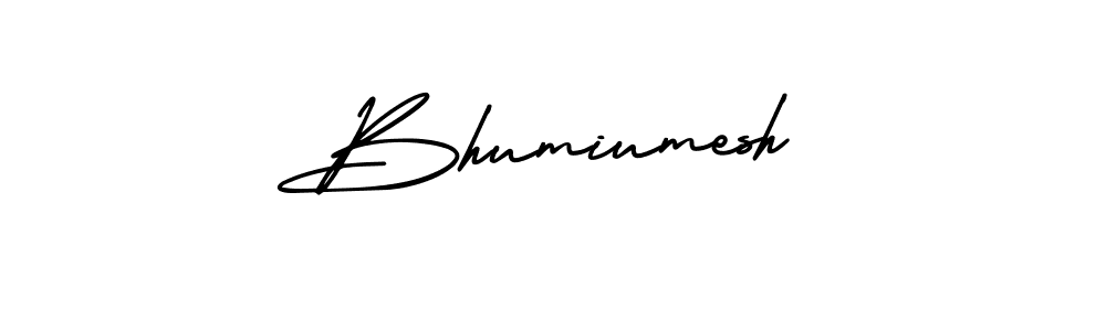 The best way (AmerikaSignatureDemo-Regular) to make a short signature is to pick only two or three words in your name. The name Bhumiumesh include a total of six letters. For converting this name. Bhumiumesh signature style 3 images and pictures png