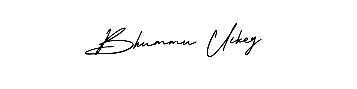 You should practise on your own different ways (AmerikaSignatureDemo-Regular) to write your name (Bhummu Uikey) in signature. don't let someone else do it for you. Bhummu Uikey signature style 3 images and pictures png