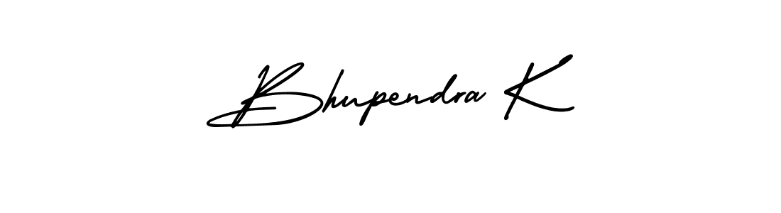 The best way (AmerikaSignatureDemo-Regular) to make a short signature is to pick only two or three words in your name. The name Bhupendra K include a total of six letters. For converting this name. Bhupendra K signature style 3 images and pictures png